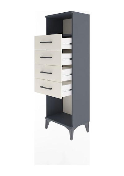 Arges Dolap Tek Raflı 4 Çekmeceli 44x30x134 Antrasit-aytaşı Antrasit