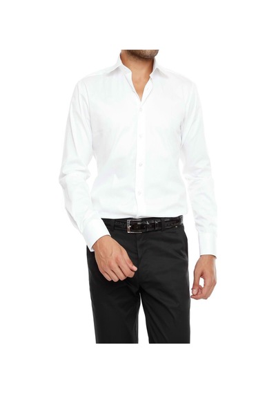 Efor Slim Fit Klasik Yaka Pamuk Saten Uzun Kol Beyaz Gömlek Gk 214 Beyaz