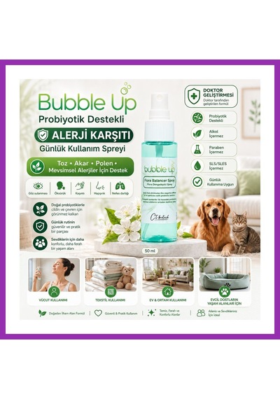 Bezos Bubble Up Probiyotik Destekli Kedi Köpek Yatak Minder Ve Kafes Spreyi 50 Ml Bty