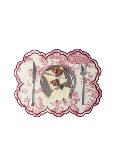 Bordo Beyaz Vintage Nakış İşlemeli Amerikan Servis 2'li Bordo Beyaz - 691311707 Bordo Beyaz
