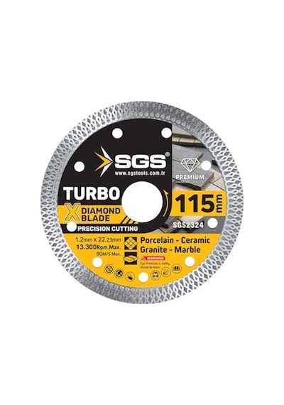 Daire Testere Seramik Granit Mermer Kesim Için 115 Mm Boy 22.2 Mm Delik 1.4 Mm Kalınlık Dayanıklı Presli Hızlı Ku