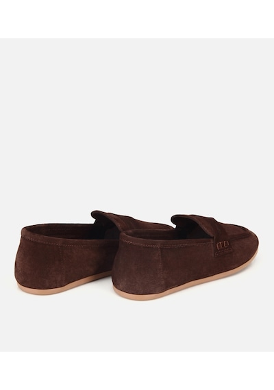 Hotiç Kadın Süet Deri Kahverengi Yumuşak Dokulu Klasik Loafer