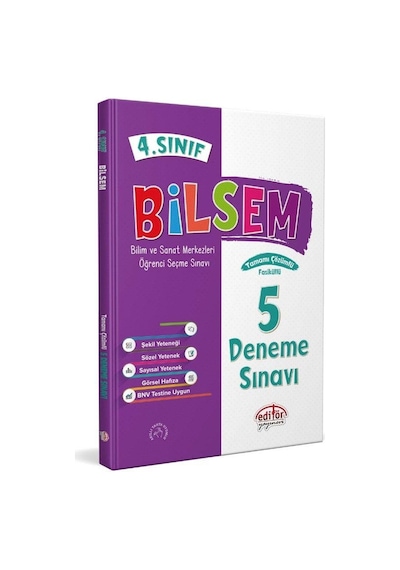 4. Sınıf Bilsem Tamamı Çözümlü 5 Fasikül Deneme Sınavı Editör Yayınevi