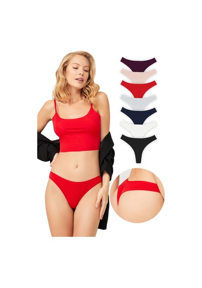 Cottonhill Basic Pamuklu Kadın Tanga Külot 7'li Paket Renkli-7