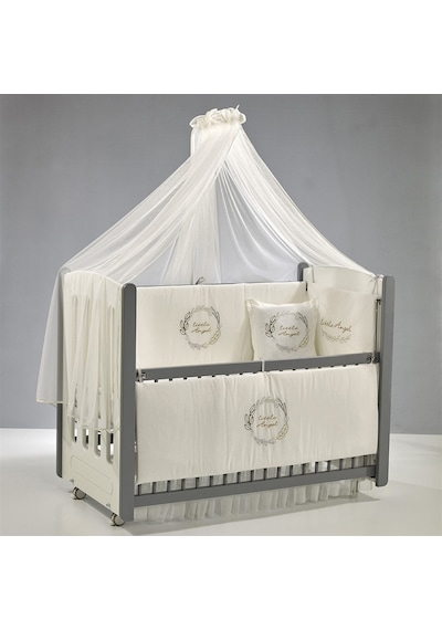 Meltem Kids Mia Anne Yanı Ahşap Sallanır Beşik 60 x 120 CM (Gri - Angel) Gri