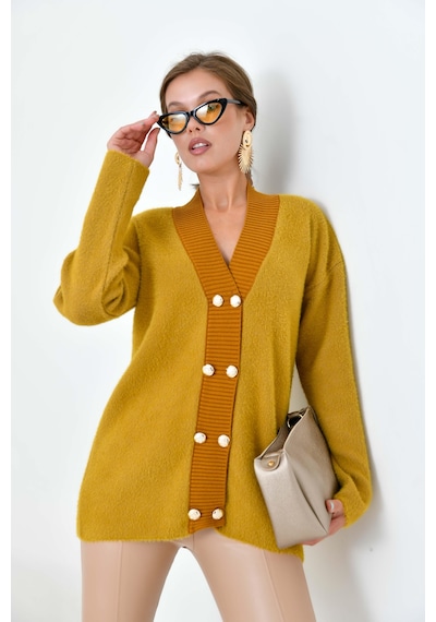 Ftz Women Kadın Düğme Detaylı Hırka Olive 20865 Olive