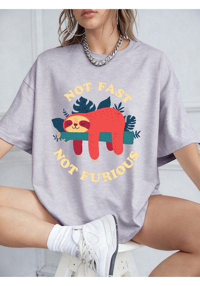 Noıssey Urban Pop Graphic Kadın Tişört Koleksiyonukod 5355 Gri