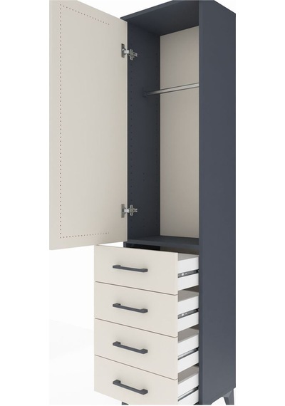 Arges Dolap Tek Raflı 4 Çekmeceli Tek Askılı 44x30x182 Antrasit-aytaşı Antrasit Arges Dolap Tek Raflı 4 Çekmeceli Tek Askılı 44x30x182 Antrasit-aytaşı Antrasit