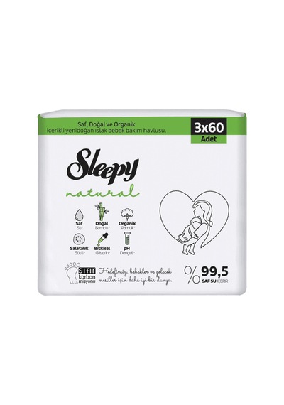 4 Adet Sleepy Natural Islak Havlu 3x60 Adet 4'lü Set