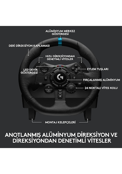 Logitech G923 Ps5. Ps4 Ve Pc Ile Uyumlu Yarış Direksiyonu Ve Ped