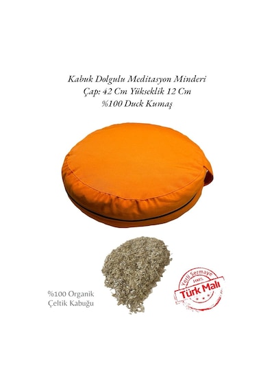 Remege Kabuk Dolgulu Duck Kumaş Meditasyon Minderi Turuncu T1