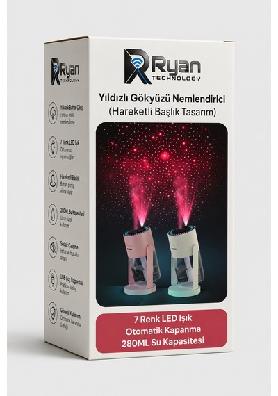 Yıldız Projeksiyonlu Nemlendirici 7 Renk Led Işıklı Usb Hava Nemlendirici Rt-hm28