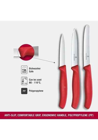 Ayrex 6.7111.34c1 Swiss Classic 3lü Bıçak Set, Kırmızı Diğer