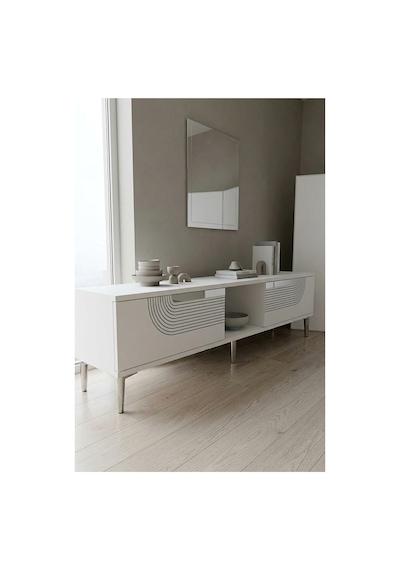 Tsa1508bs Meyra Tv Sehpası Beyaz-silver 150cm Beyaz - Gümüş