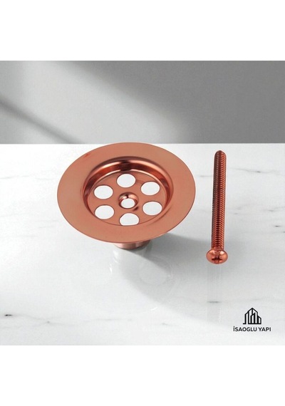 İsaoğlu Yapı Bakır Lavabo Sifonu Bronz Süzgeç Bakır Vida Dahil Lavabo Gideri Bakır