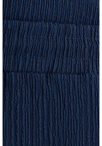 Tudors Erkek Slim Fit Dar Kesim Apaş Yaka Beli Bağcıklı İndigo Gömlek Şort Takım-37572 İndigo