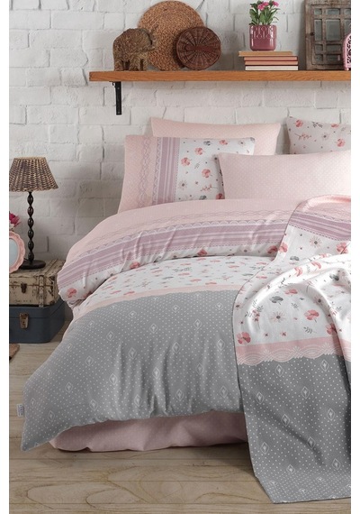 Cotton Life Çift Kişilik Pike Takımı - Lusia Somon Çok Renkli
