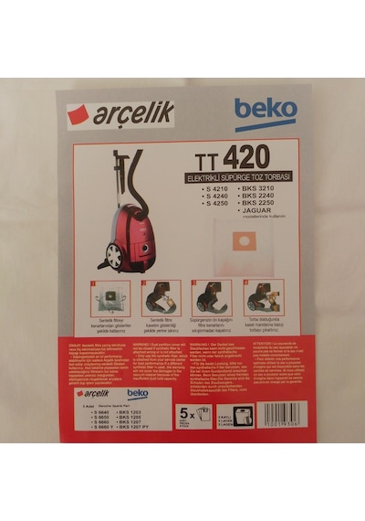 20 Adet Arçelik Uyumlu Beko Tt420 Elektrikli Süpürge Toz Torbası