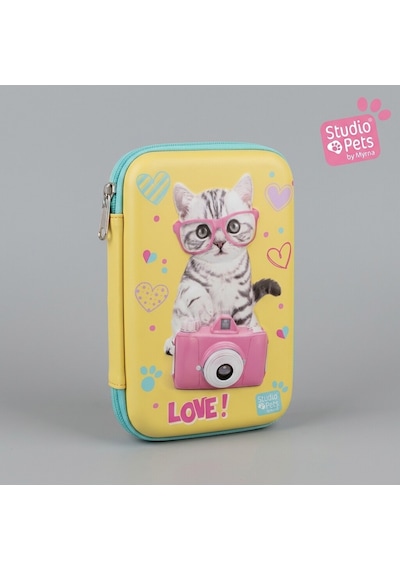 Bakgelal Studio Pets 3d Kabartmalı Kalem Kutusu Kedi Köpek Desenli Fermuarlı Bölmeli Okul Kalemliği Büyük - 9045016789168 124-Pembe