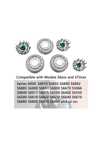 Sh60/72 Philips Norelco Elektrikli Tıraş Makinesi Serisi 6000, Sh60 Yedek Bıçaklar Tıraş Makinesi S6810/82, S6850/85, S6880/81 İçin Tıraş Makinesi Başları, Yükseltilmiş Tıraş Bıçağı 6'li Paket