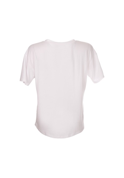 Ysatis V Yaka Oversize Minimalist Kadın Bluz - Kısa Kol - Günlük Beyaz