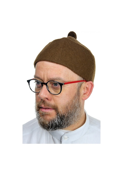 Erkek Keçe Yün Takke - Kahverengi