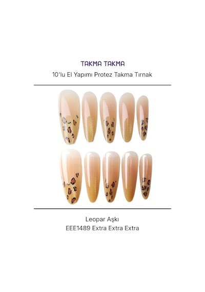 10'lu Ten Rengi Extra Extra Extra Eee1489 Tekrar Kullanılabilir El Yapımı Protez Takma Tırnak S