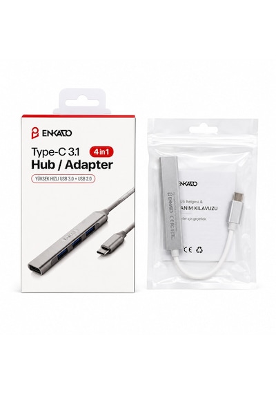 Type-c 3.1 Giriş 4ın1 Usb Çoğaltıcı 4 Anahtarlı Port - Hı-speed Usb 3.0 - Usb 2.0 Hub Adaptör Ekd-tp50