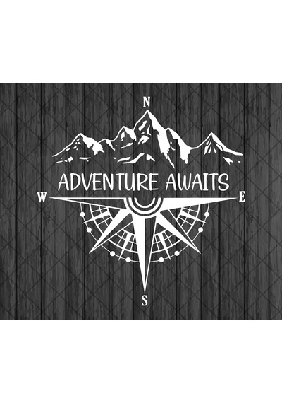 Pusula Adventure Awaits Sticker - Araba Oto Motosiklet Karavan Araç Sticker - 00337 60x60 Cm