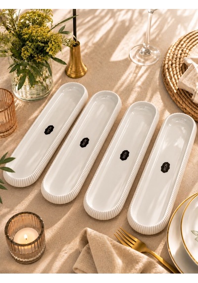 4lü Porselen Bianco Perla Zeytinlik 27cm -7827 Beyaz