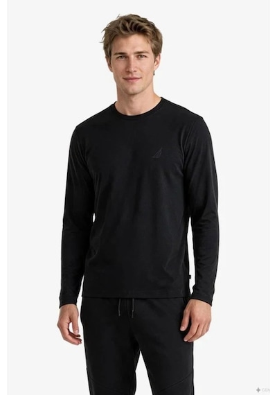 Nautica Erkek Siyah Regular Fit Uzun Kollu T-shirt-24200