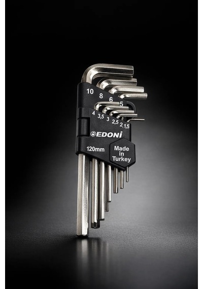 Edoni 10 Parça L Alyan Anahtar Takımı, Hex, Metrik 1.5 10 Mm Boyu