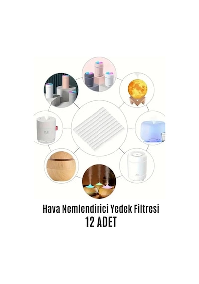 Mucit Home Hava Nemlendirici Difüzör Buhar Makinesi Filtresi 12 Adet Filtre Yedek 10 Cm