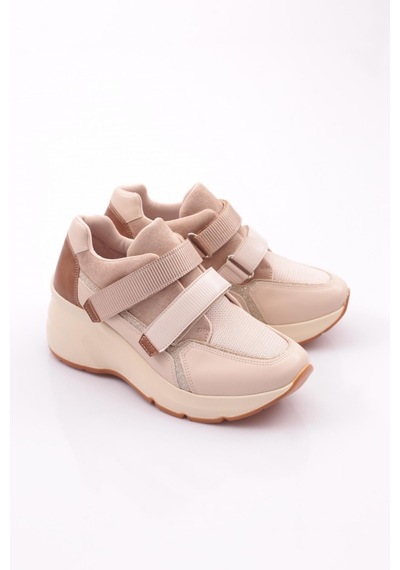 Dgn 62169 Kadin Cirtli Spor Ayakkabi 62169-2027-R12615 Bej - Pudra