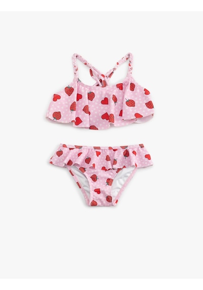 Koton Kalp Ve Çilek Desenli Fırfırlı Bikini Seti Pembe Desenli 5skg00017mm Pembe Desenli Pembe