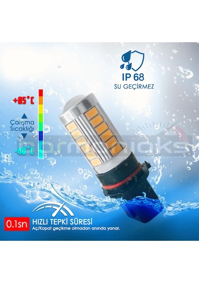 Gündüz Far Ampulü Sinyal Park Led Turuncu Ampul Psx24W P13W