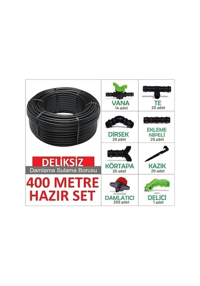 Deliksiz 400 Metre Damla Sulama Sistemi Ve Aparatları