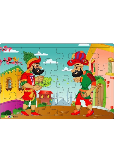 Karagöz Ve Hacivat  3-9 Yaş Çocuklar Için 24 Parçalı Ahşap Puzzle