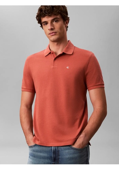 Calvin Klein Ss Monogram Pıque Po, 0kl Turuncu Erkek Polo T-shirt