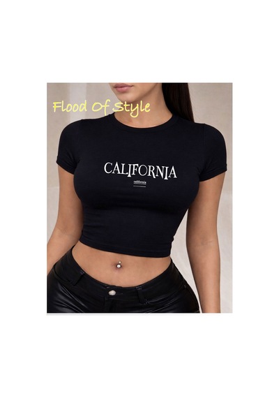 Flood Of Style Siyah Babby Tee Calıfonia Özel Tasarım