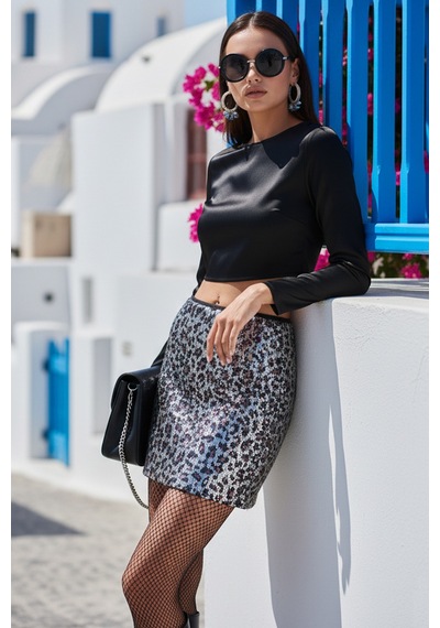 Fashion Cocktail Bel Şeritli Yan Fermuarlı Desenli Pullu Payetli Mini Yüksek Bel Kombin Gece Kokteyl Etek Gümüş Fashion Cocktail Bel Şeritli Yan Fermuarlı Desenli Pullu Payetli Mini Yüksek Bel Kombin Gece Kokteyl Etek Gümüş