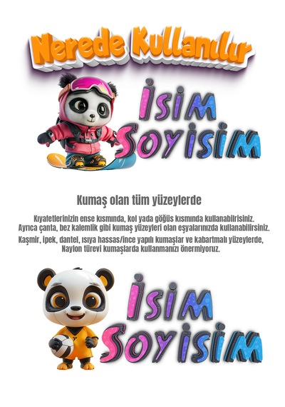 Kıyafet Etiketi - Okul Kıyafet Kumaş Etiketi Kreş Anaokulu İlkokul Kıyafet Kumaş Etiketi Set06 Karışık