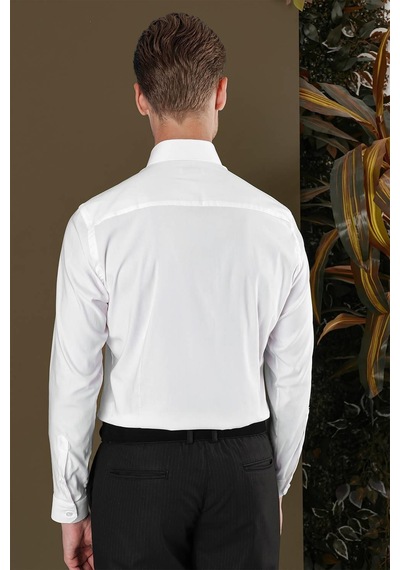 Efor Gk 703 Slim Fit Beyaz Klasik Gömlek Beyaz