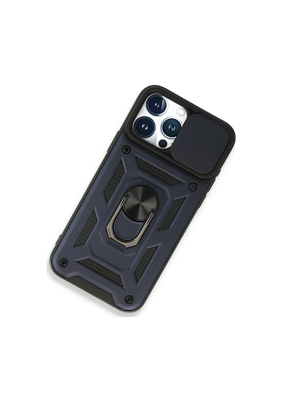 Ilkeshop Newface Apple iPhone Uyumlu 15 Pro Kılıf Pars Lens Yüzüklü Silikon - Lacivert
