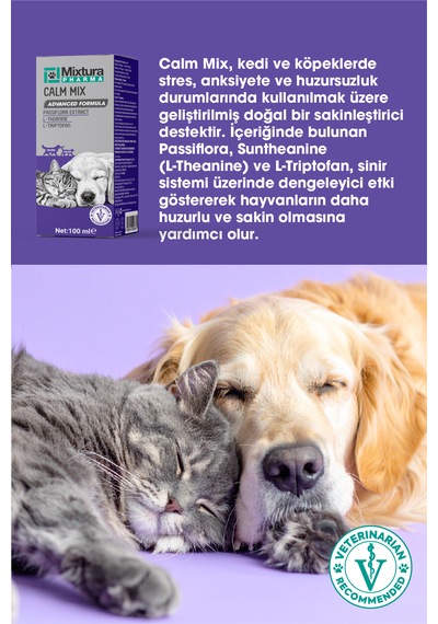 Mixtura Pharma Calm Mix Kedi Ve Köpek Sakinleştirmeye Vemaya Yardımcı Sıvı