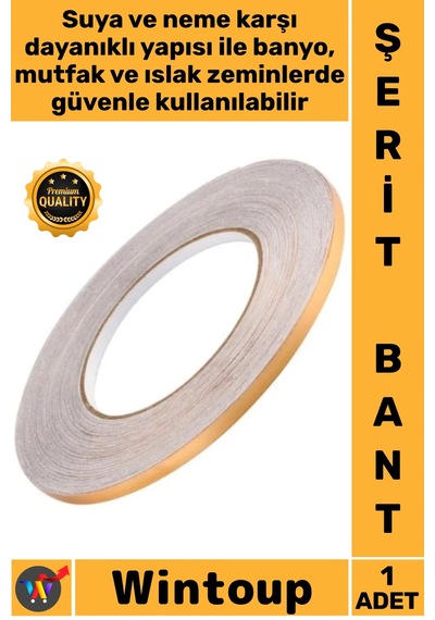 Bant Kendinden Yapışkanlı Dekoratif Şık Şerit Fayans Arası İzolasyon Bantı Gold 05 Cm X 50 Metre Çok Renkli
