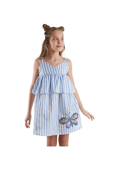 Denokids Mshb&g Çizgili Kelebek Kız Çocuk Elbise Mavi