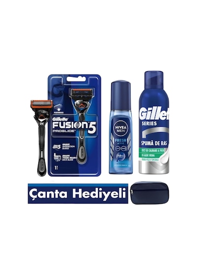 Fusion Proglide Flexball Makine + 5 Yedek Bıçak , Men Deodorant , Köpük , Seyahat Çantası Hediye