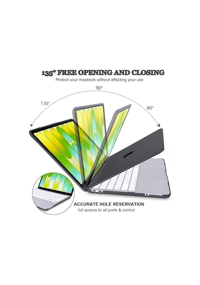 Macbook Neo 13 İnç A18 Pro A3404 Kılıf Kristal Ön Arka Şeffaf Kapak Siyah