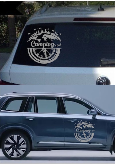 Kamp Ve Pusula Sticker - Adventure 4x4 Off Road Pickup Sticker - Araba Oto Cam Araç Karavan Sticker - 02517 60x60 Cm